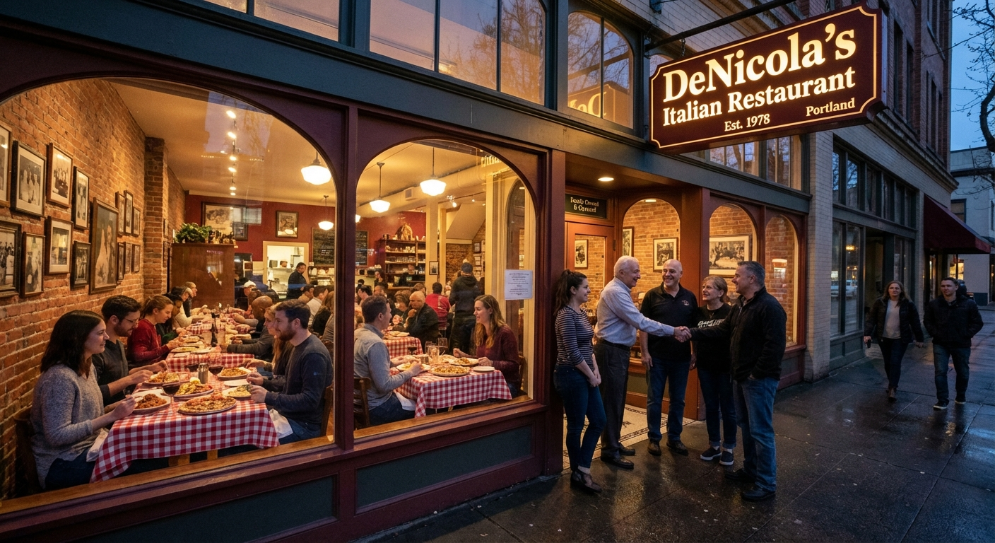 DeNicola’s Italian Restaurant is a beloved Portland institution known for authentic Italian food, family atmosphere, and generous portions.